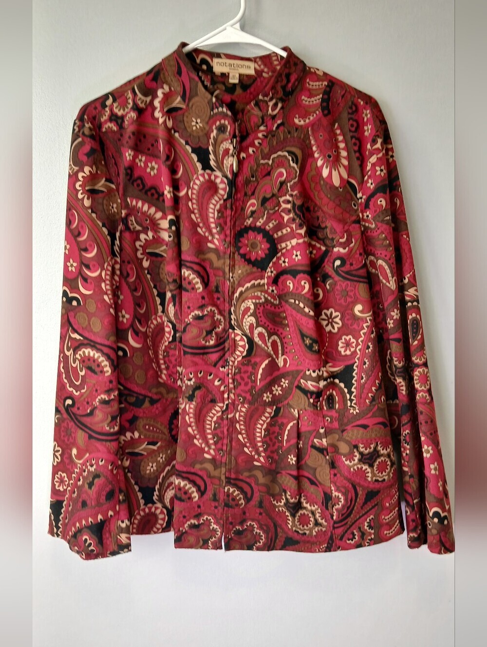 Notations Paisley Print Zip Up Shacket Womens 2X Layering Business Outing